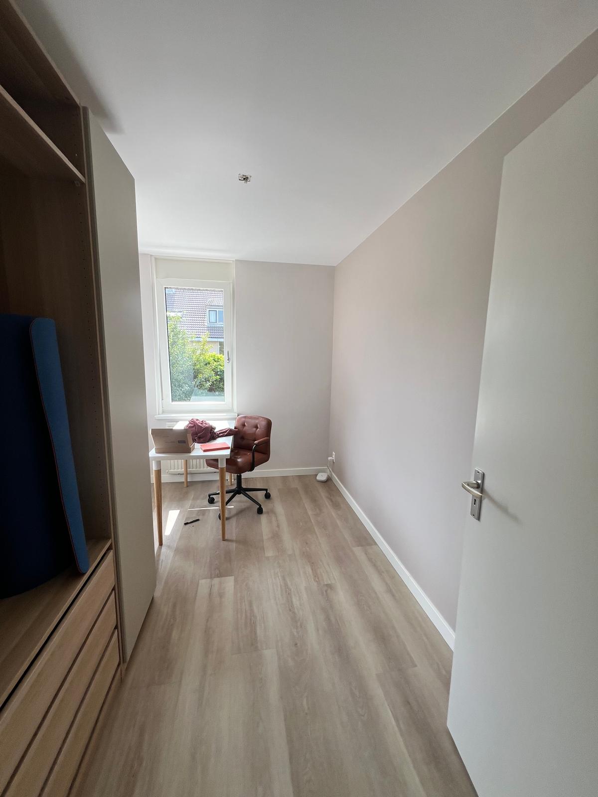 Werkkamer met geschilderde wanden en plafond