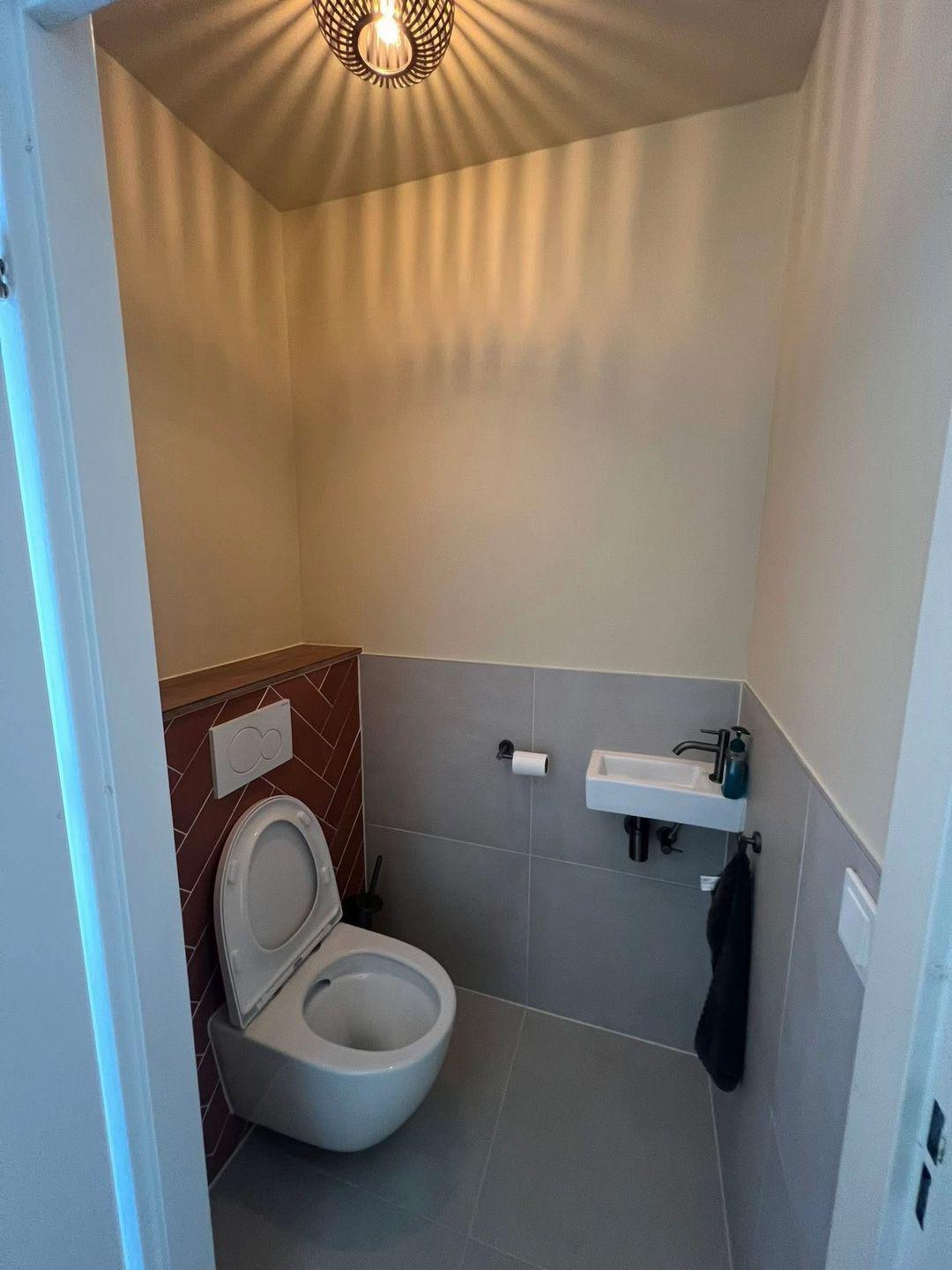 Toilet met geschilderde wanden en plafond in Zoetermeer